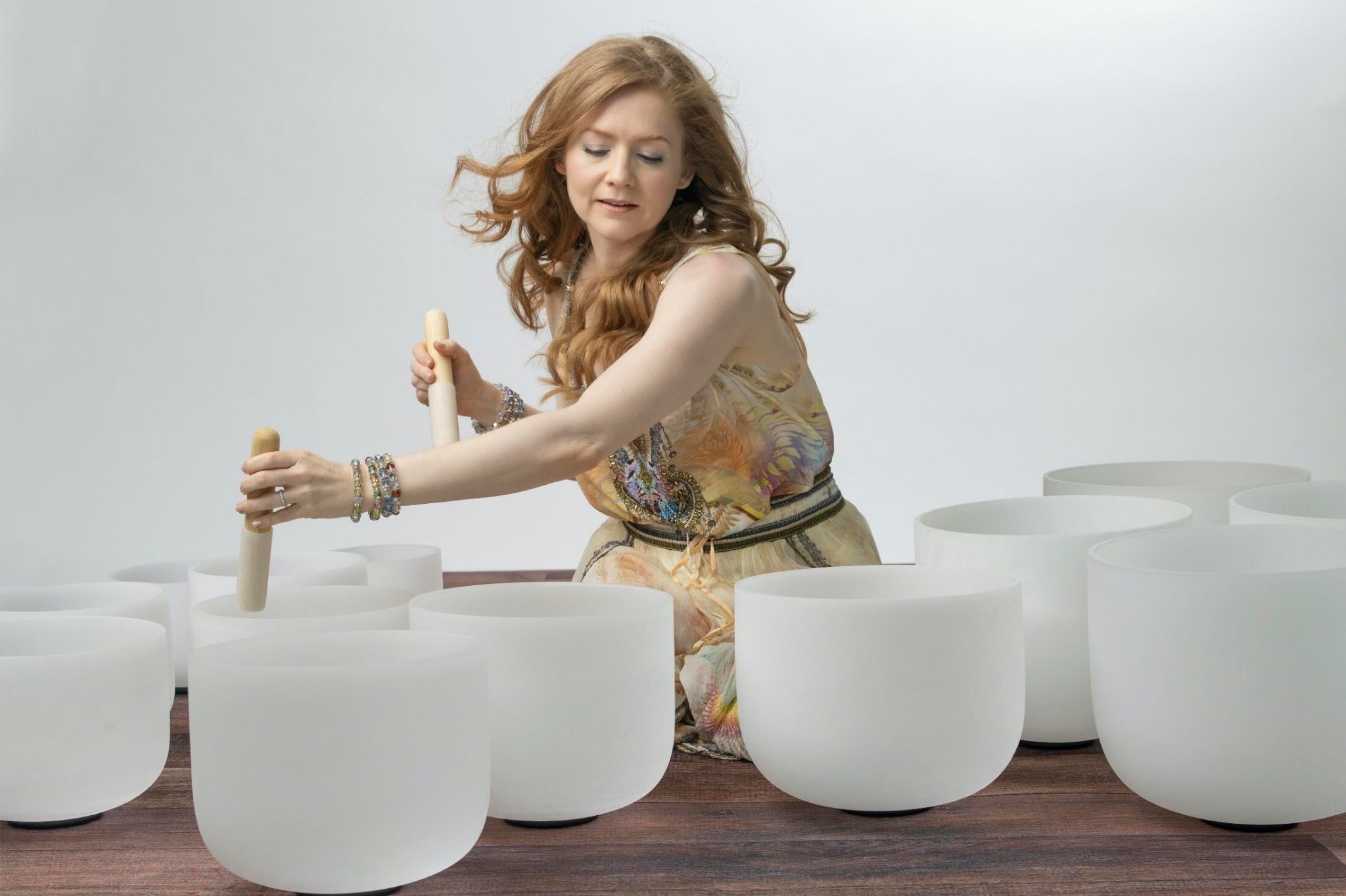 Charleene Bowls Charleene playing crystal singing bowls